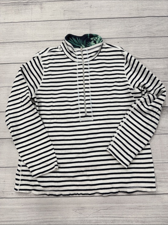 Tommy Bahama Sweaters - Tommy Bahama Navy & White Striped Quarter-Zip Pullover Tropical Collar Size L